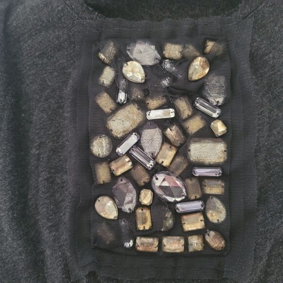 J. CREW Scoop Neck Gray Tank Top With Rhinestone Detail Womens Size XS - Picture 2 of 6